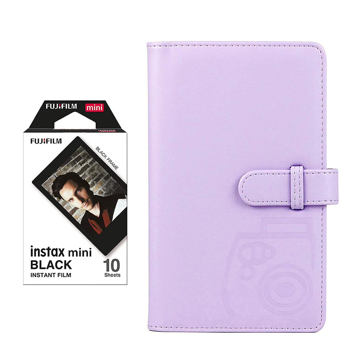 Fujifilm Instax Mini 10X1 black border Instant Film with 96-sheet Album for mini film Lilac purple