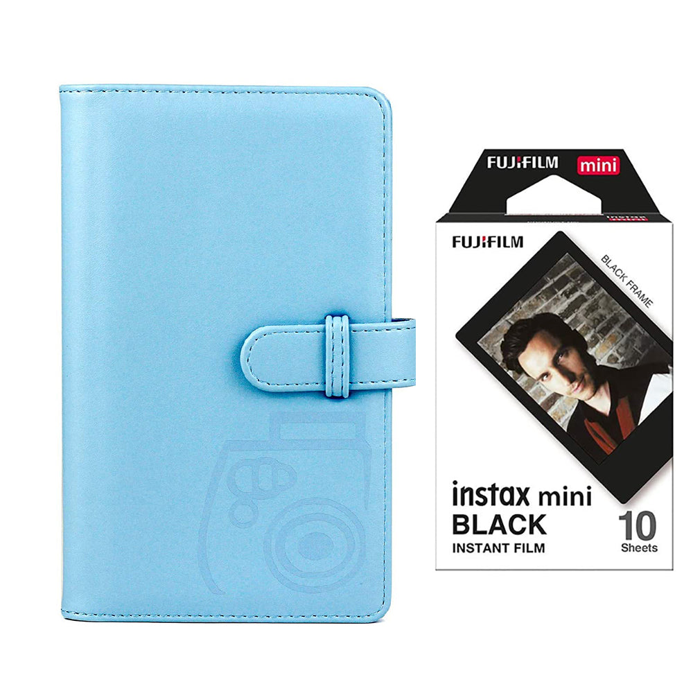 Fujifilm Instax Mini 10X1 black border Instant Film with 96-sheet Album for mini film (Sky blue)