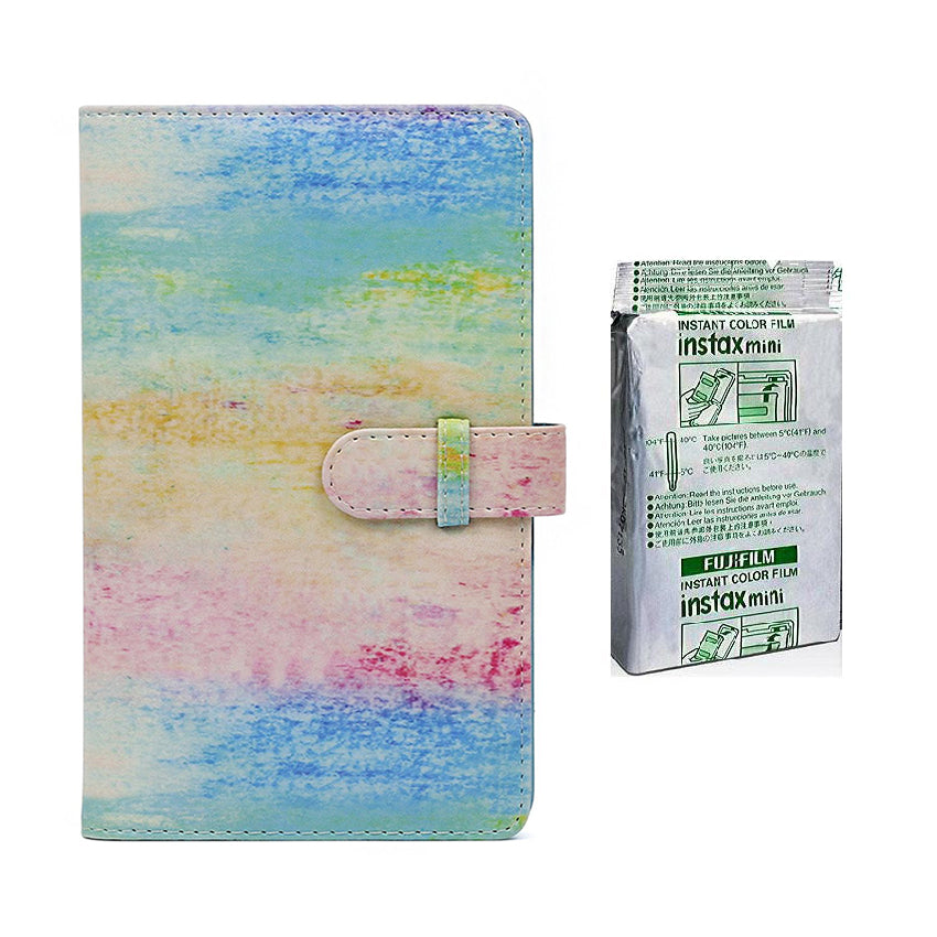 Fujifilm Instax Mini 10X1 black border Instant Film with 96-sheet Album for mini film (Watercolor)