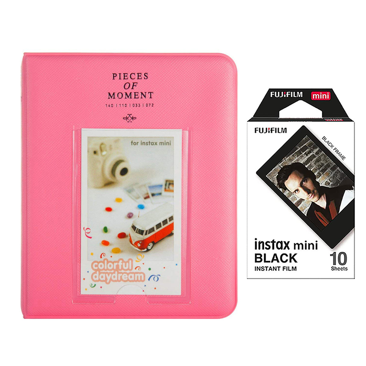Fujifilm Instax Mini 10X1 black border Instant Film with Instax Time Photo Album 64 Sheets Flimango pink