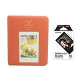 Fujifilm Instax Mini 10X1 black border Instant Film with Instax Time Photo Album 64 Sheets Orange