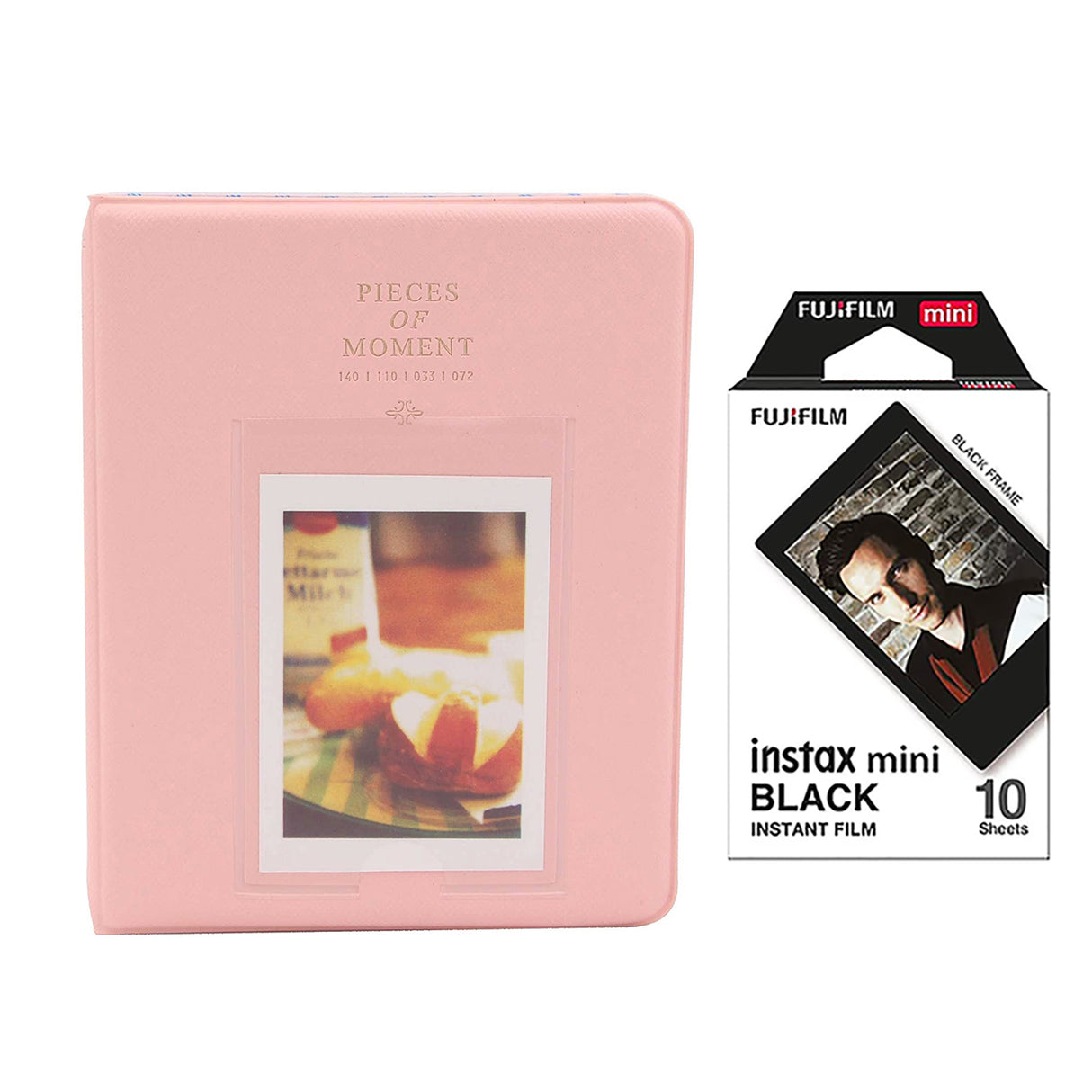 Fujifilm Instax Mini 10X1 black border Instant Film with Instax Time Photo Album 64 Sheets Peach pink