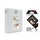 Fujifilm Instax Mini 10X1 black border Instant Film with Instax Time Photo Album 64 Sheets Pearly white