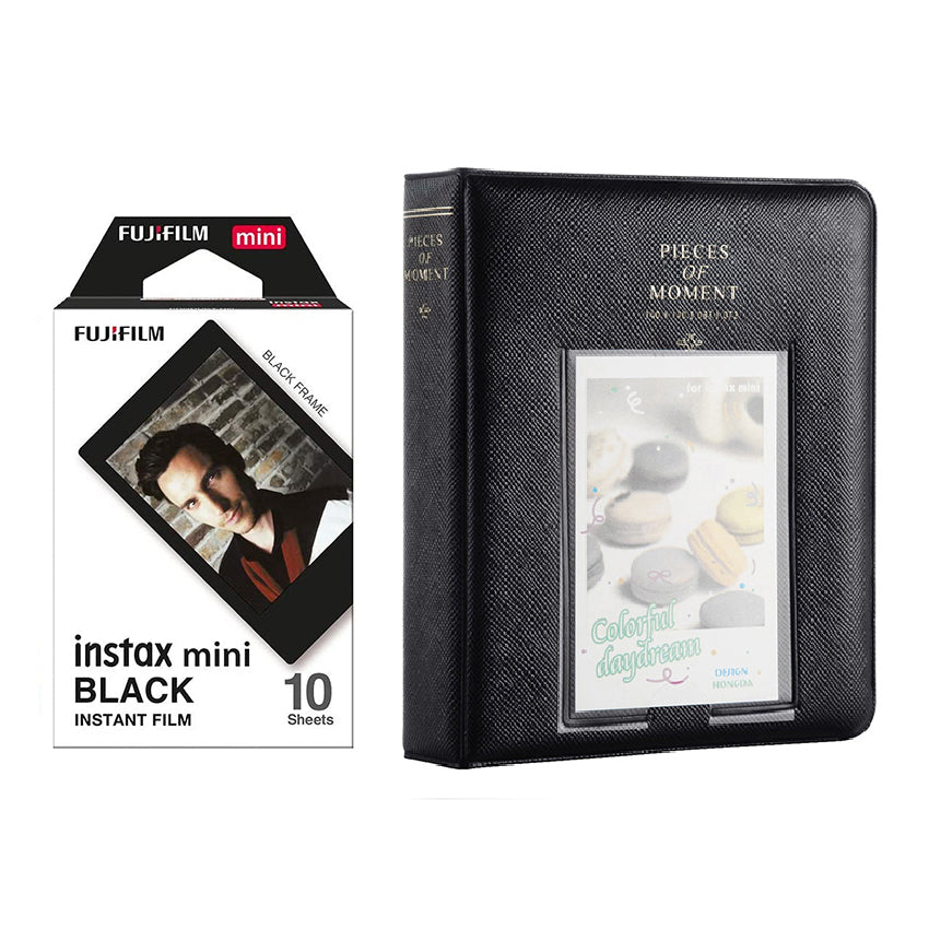 Fujifilm Instax Mini 10X1 black border Instant Film with Instax Time Photo Album 64 Sheets (charcoal grey)
