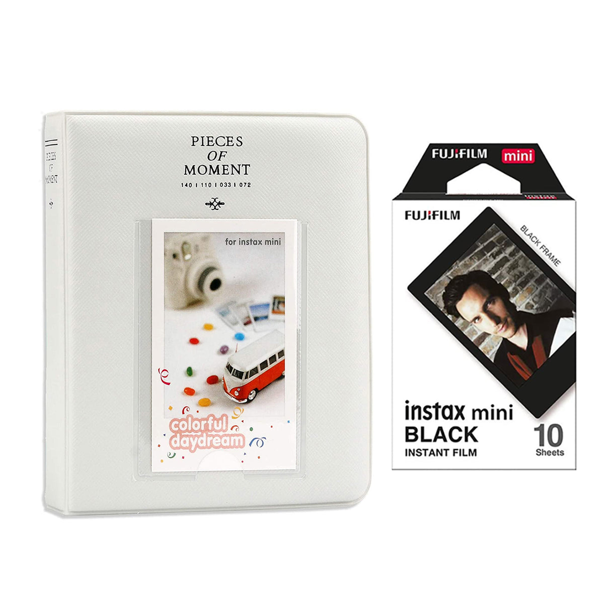 Fujifilm Instax Mini 10X1 black border Instant Film with Instax Time Photo Album 64 Sheets Ice white