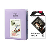 Fujifilm Instax Mini 10X1 black border Instant Film with Instax Time Photo Album 64 Sheets lilac purple