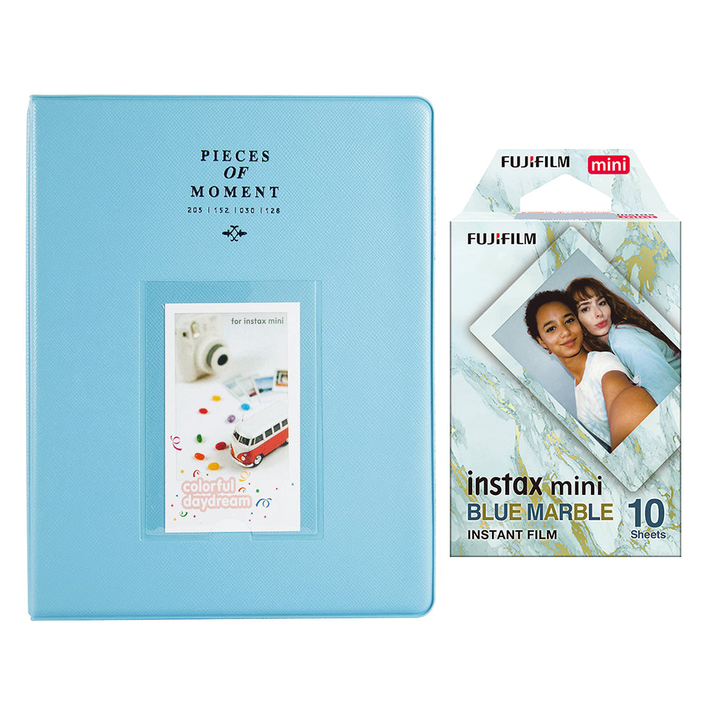 Fujifilm Instax Mini 10X1 blue marble Instant Film With 128-sheet Album for mini film Blue