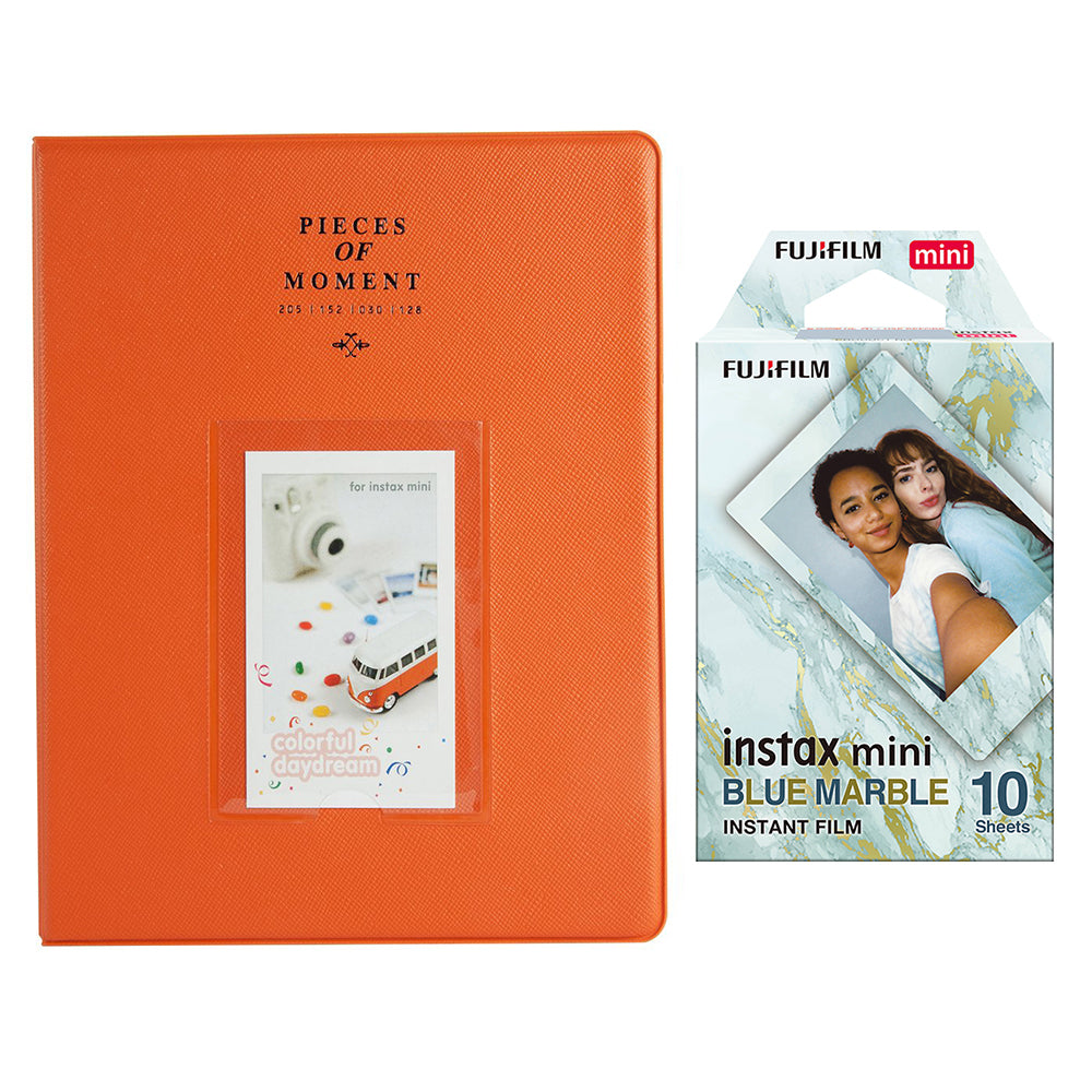 Fujifilm Instax Mini 10X1 blue marble Instant Film With 128-sheet Album for mini film Orange