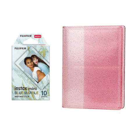 Fujifilm Instax Mini 10X1 blue marble Instant Film with 64-Sheets Album For Mini Film 3 inch Blush pink