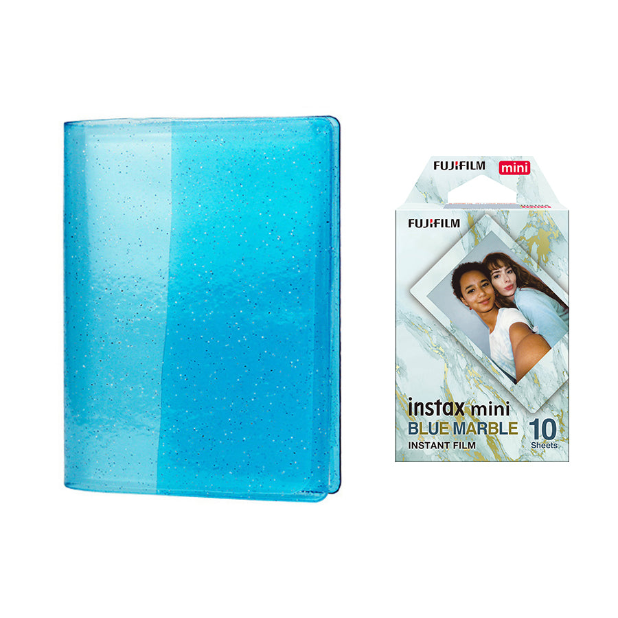 Fujifilm Instax Mini 10X1 blue marble Instant Film with 64-Sheets Album For Mini Film 3 inch Sky blue