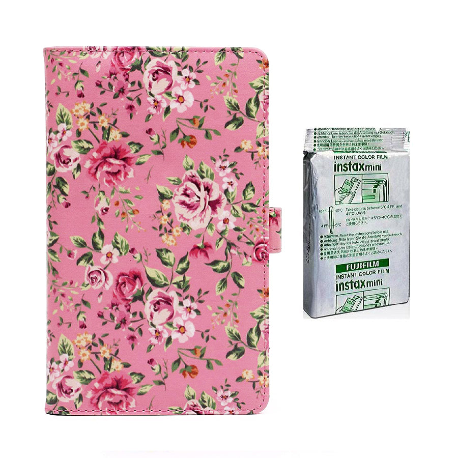 Fujifilm Instax Mini 10X1 blue marble Instant Film with 96-sheet Album for mini film Pink rose