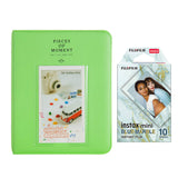 Fujifilm Instax Mini 10X1 blue marble Instant Film with Instax Time Photo Album 64 Sheets Lime green