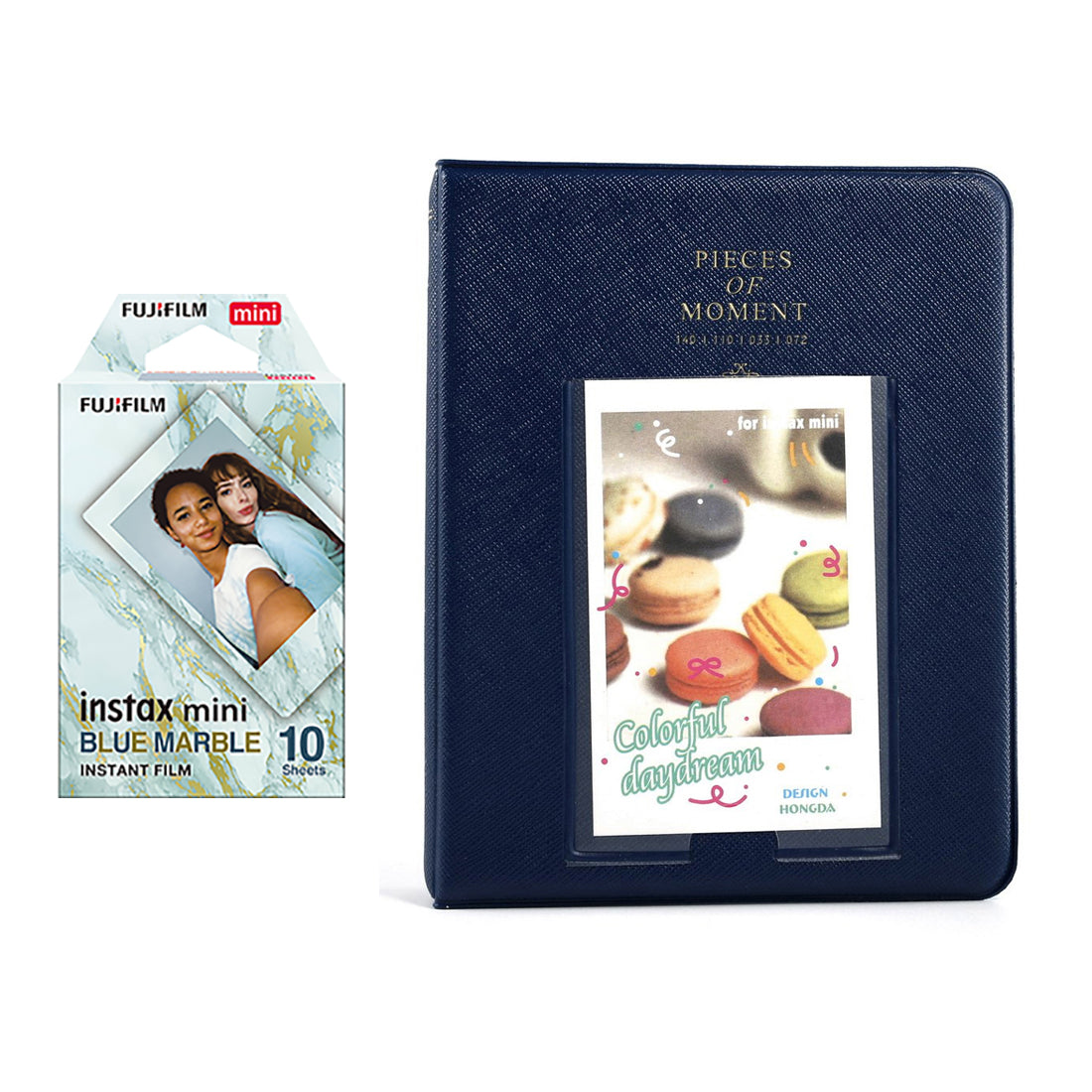 Fujifilm Instax Mini 10X1 blue marble Instant Film with Instax Time Photo Album 64 Sheets (Navy blue)