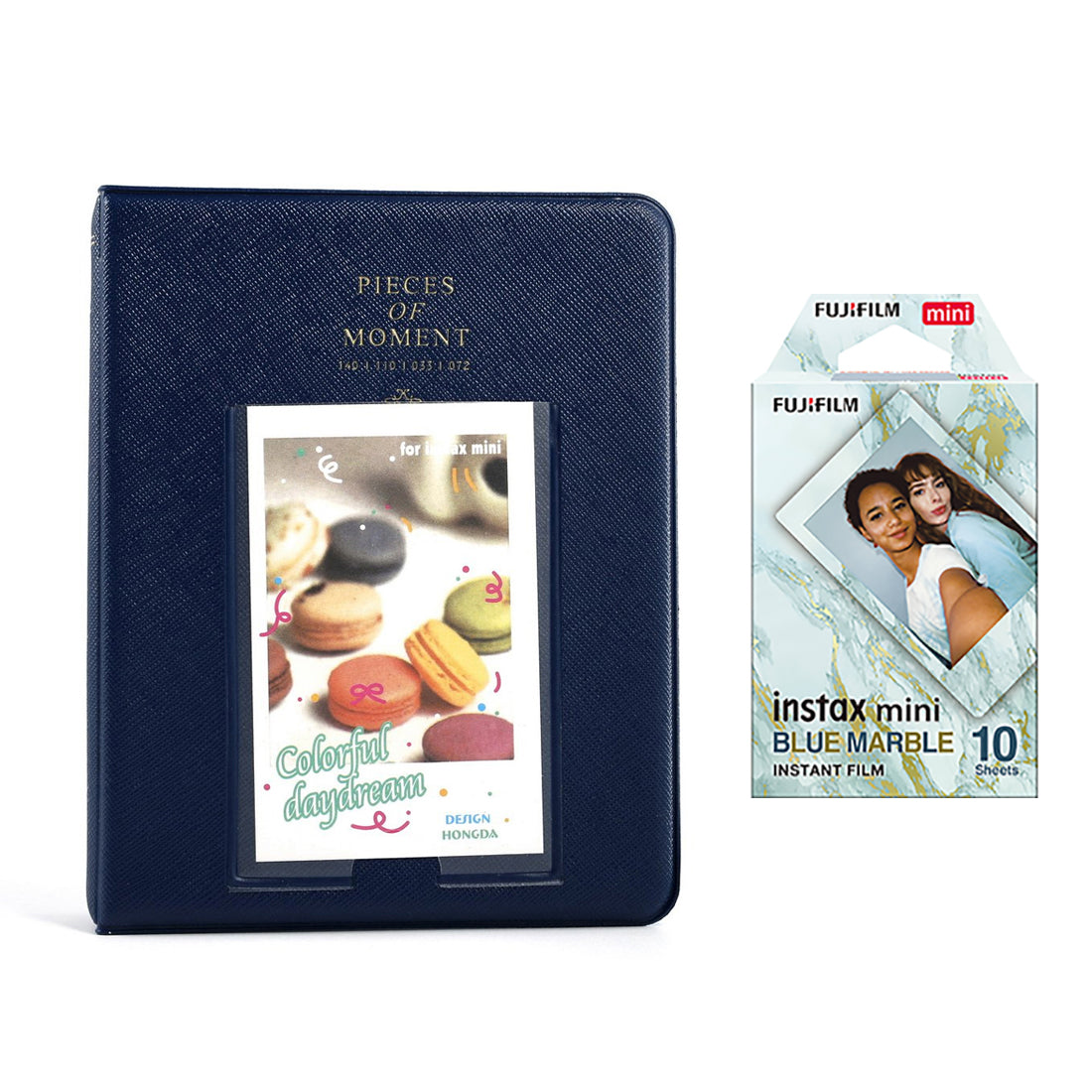 Fujifilm Instax Mini 10X1 blue marble Instant Film with Instax Time Photo Album 64 Sheets (Navy blue)
