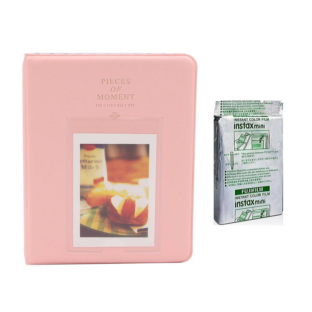 Fujifilm Instax Mini 10X1 blue marble Instant Film with Instax Time Photo Album 64 Sheets Peach pink