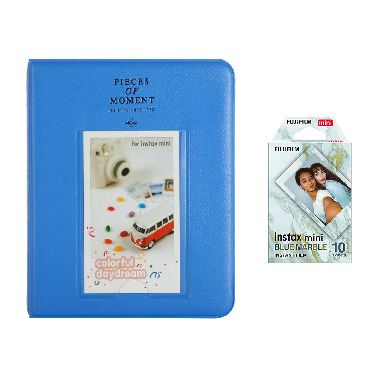 Fujifilm Instax Mini 10X1 blue marble Instant Film with Instax Time Photo Album 64 Sheets Cobalt blue
