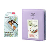 Fujifilm Instax Mini 10X1 blue marble Instant Film with Instax Time Photo Album 64 Sheets lilac purple