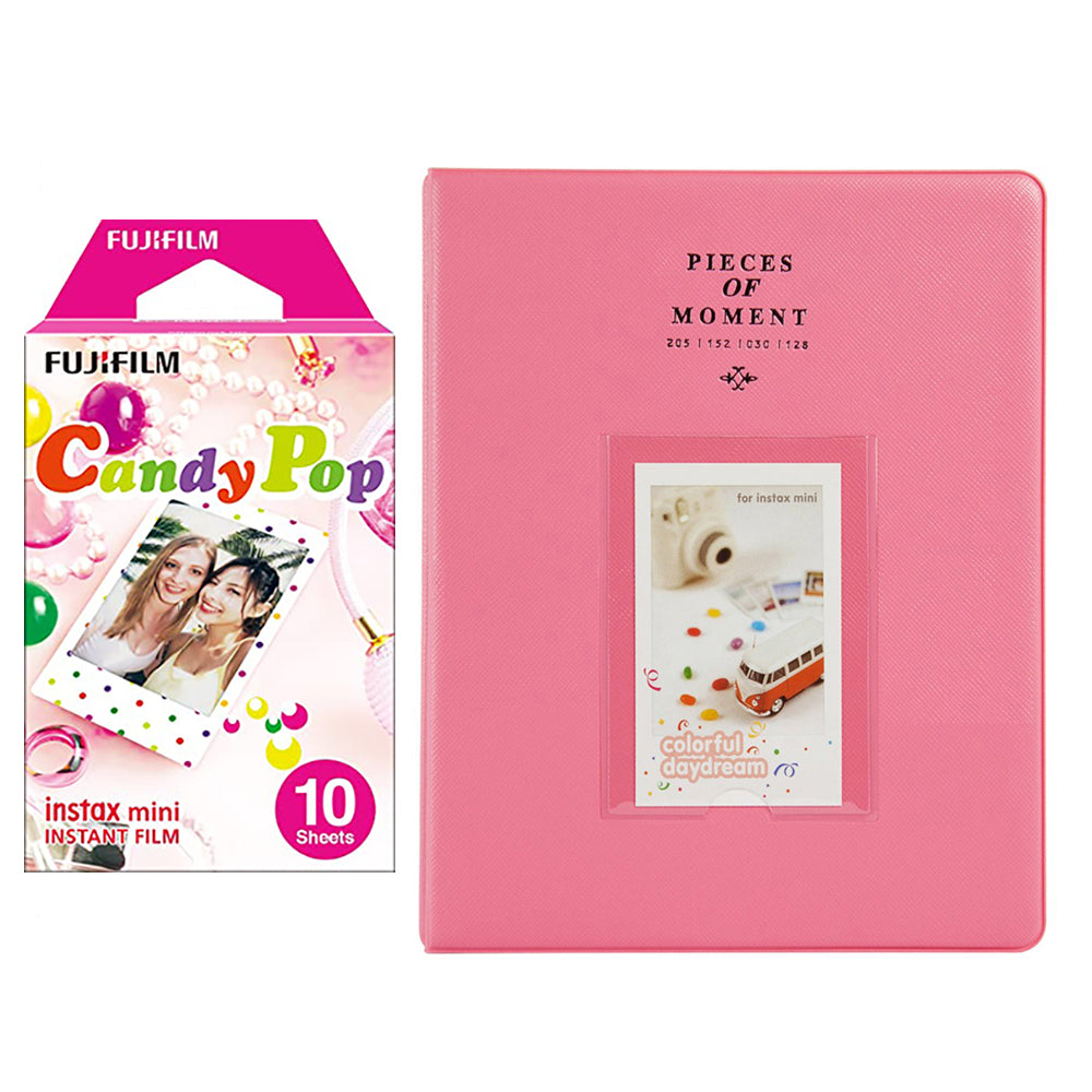 Fujifilm Instax Mini 10X1 candy pop Instant Film With 128-sheet Album for mini film Flamingo pink
