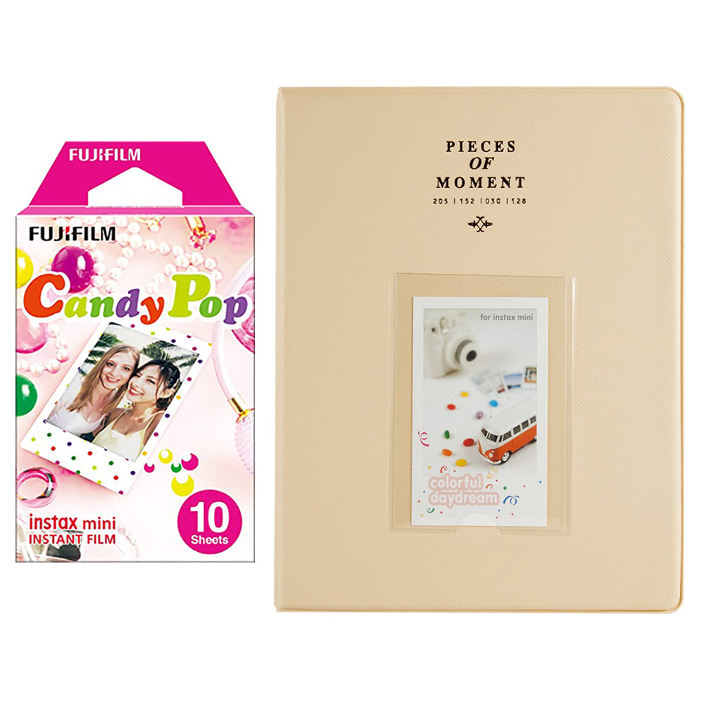 Fujifilm Instax Mini 10X1 candy pop Instant Film With 128-sheet Album for mini film (beige)