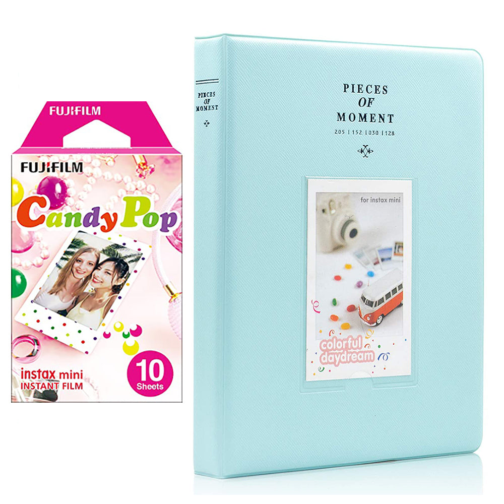 Fujifilm Instax Mini 10X1 candy pop Instant Film With 128-sheet Album for mini film Ice blue