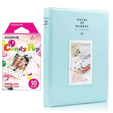 Fujifilm Instax Mini 10X1 candy pop Instant Film With 128-sheet Album for mini film Ice blue