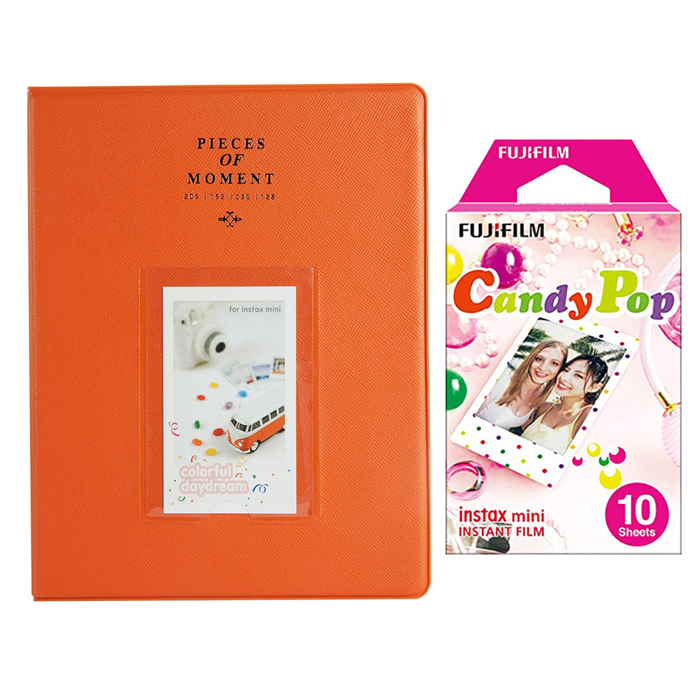 Fujifilm Instax Mini 10X1 candy pop Instant Film With 128-sheet Album for mini film (orange)