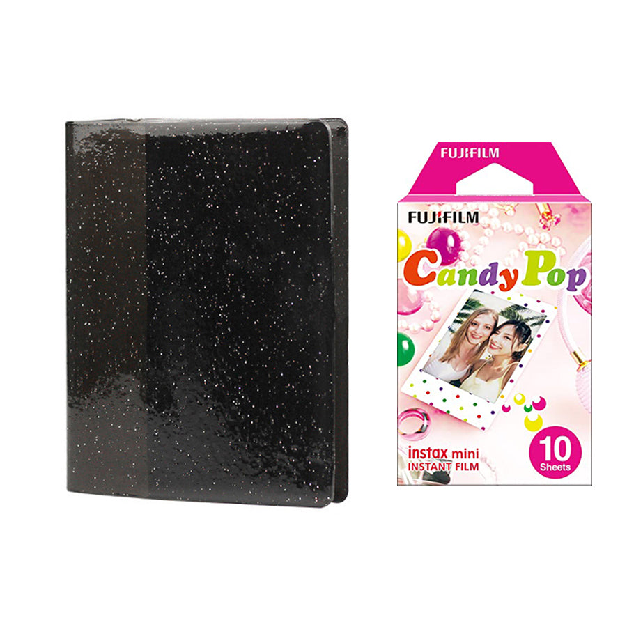 Fujifilm Instax Mini 10X1 candy pop Instant Film with 64-Sheets Album For Mini Film 3 inch Charcoal gray