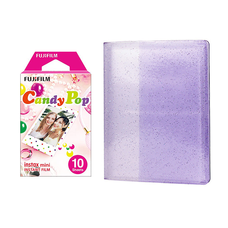 Fujifilm Instax Mini 10X1 candy pop Instant Film with 64-Sheets Album For Mini Film 3 inch (lilac purple)