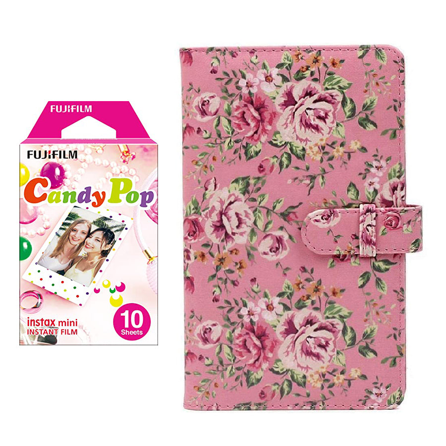 Fujifilm Instax Mini 10X1 candy pop Instant Film with 96-sheet Album for mini film Pink rose
