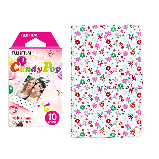 Fujifilm Instax Mini 10X1 candy pop Instant Film with 96-sheet Album for mini film (FLOWER)