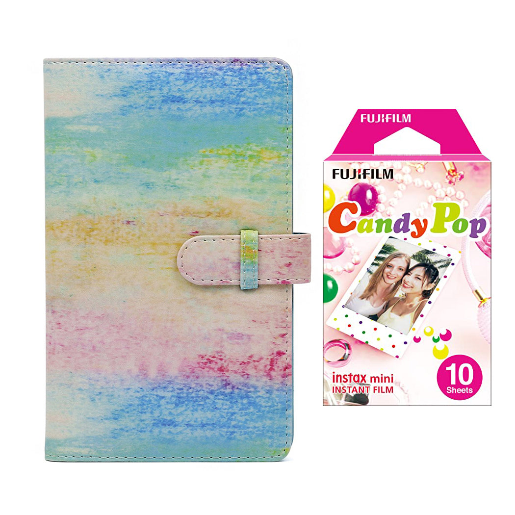 Fujifilm Instax Mini 10X1 candy pop Instant Film with 96-sheet Album for mini film (Watercolor)