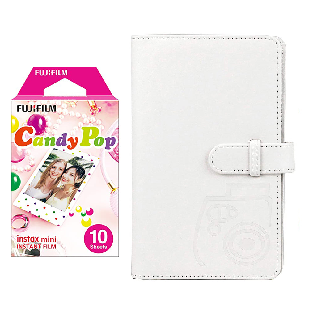Fujifilm Instax Mini 10X1 candy pop Instant Film with 96-sheet Album for mini film lce white