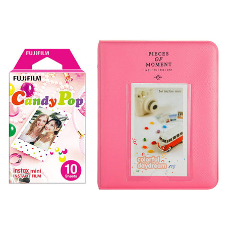 Fujifilm Instax Mini 10X1 candy pop Instant Film with Instax Time Photo Album 64 Sheets Flamingo pink