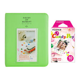 Fujifilm Instax Mini 10X1 candy pop Instant Film with Instax Time Photo Album 64 Sheets Lime green