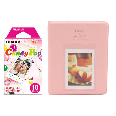 Fujifilm Instax Mini 10X1 candy pop Instant Film with Instax Time Photo Album 64 Sheets Peach pink