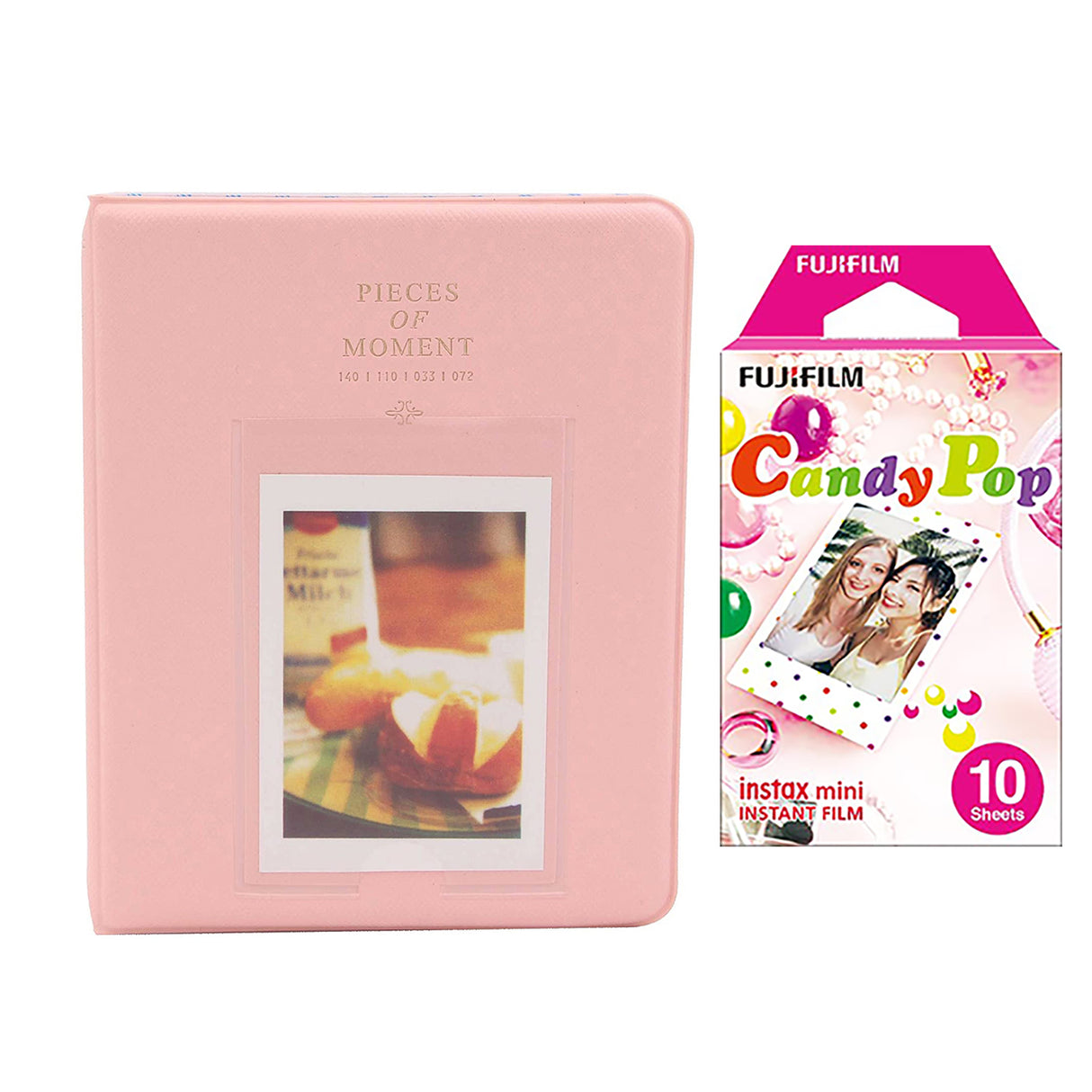 Fujifilm Instax Mini 10X1 candy pop Instant Film with Instax Time Photo Album 64 Sheets Peach pink