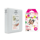 Fujifilm Instax Mini 10X1 candy pop Instant Film with Instax Time Photo Album 64 Sheets Pearly white