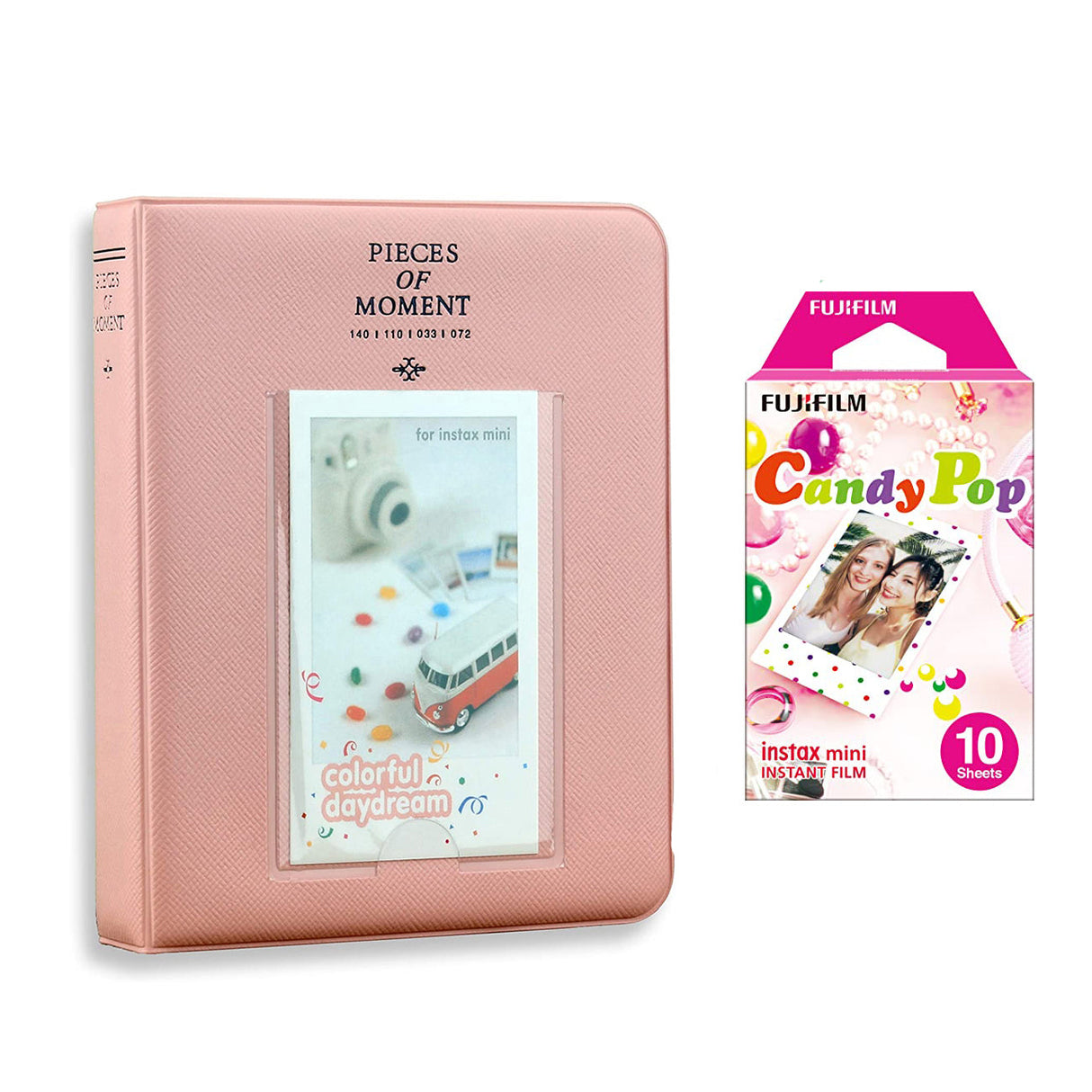 Fujifilm Instax Mini 10X1 candy pop Instant Film with Instax Time Photo Album 64 Sheets Blush pink