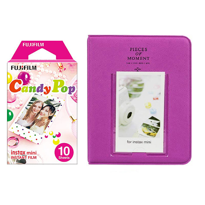 Fujifilm Instax Mini 10X1 candy pop Instant Film with Instax Time Photo Album 64 Sheets (grape purple)