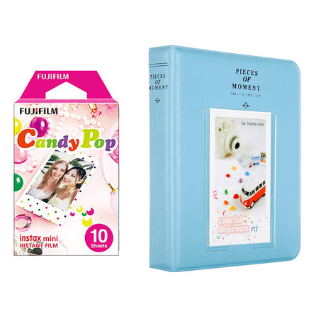 Fujifilm Instax Mini 10X1 candy pop Instant Film with Instax Time Photo Album 64 Sheets Sky blue