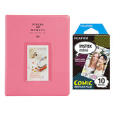 Fujifilm Instax Mini 10X1 comic Instant Film With 128-sheet Album for mini film Flamingo pink
