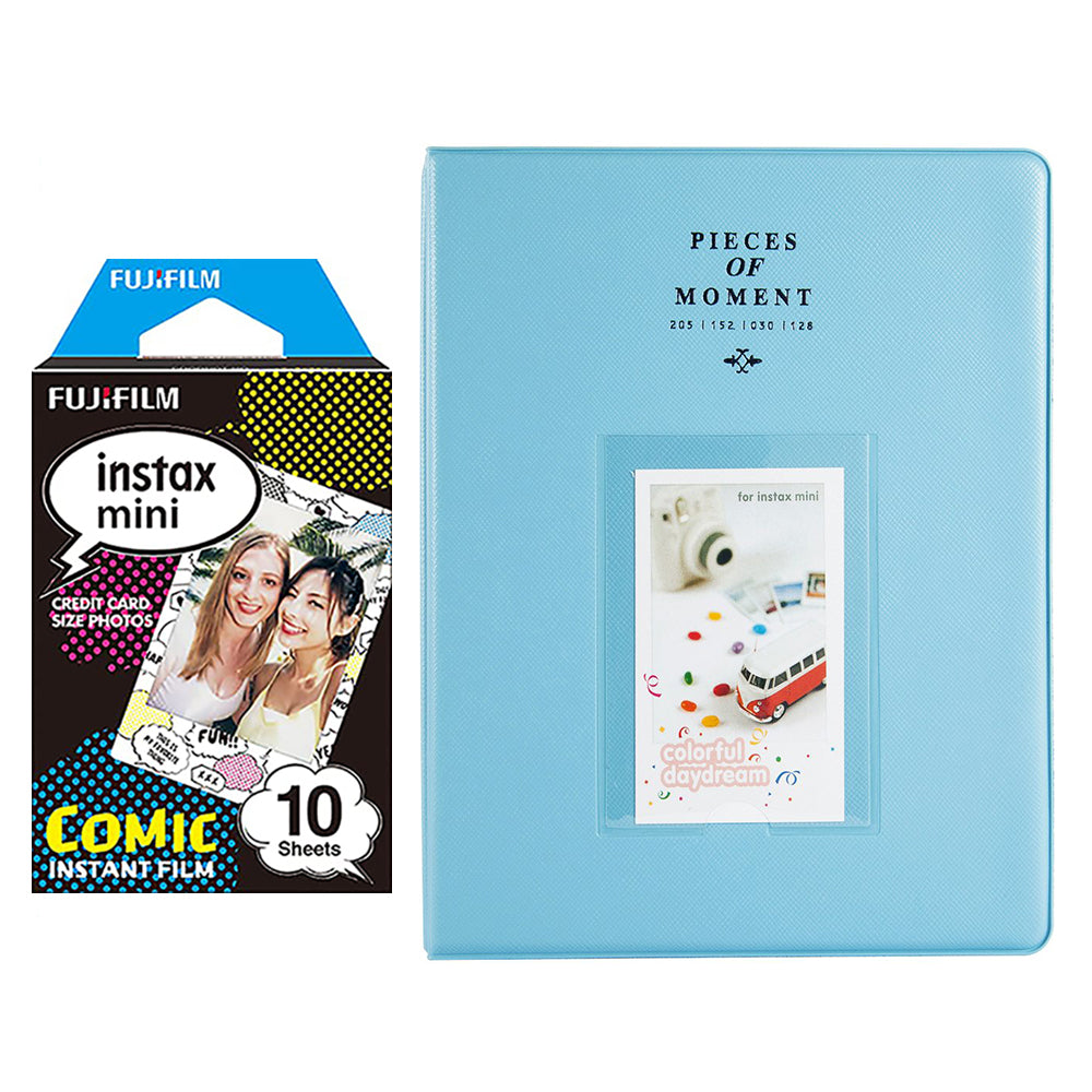 Fujifilm Instax Mini 10X1 comic Instant Film With 128-sheet Album for mini film Blue