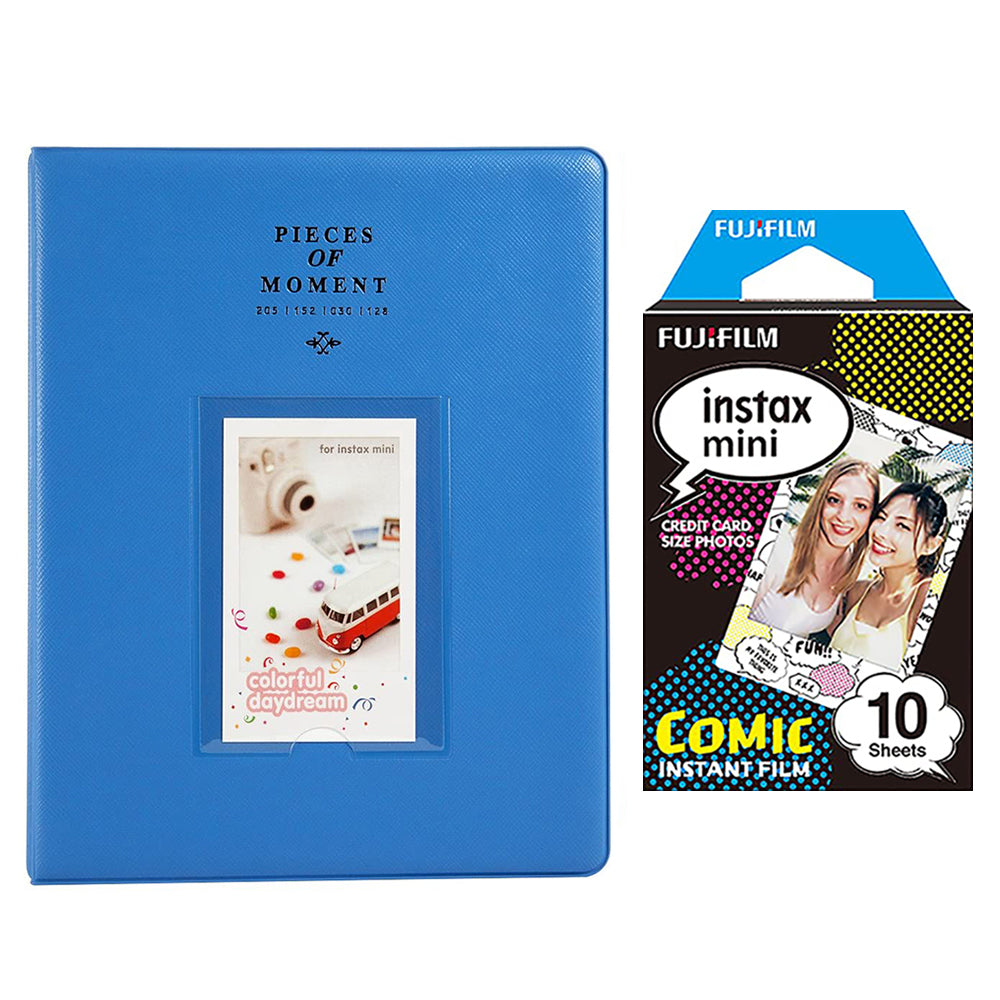 Fujifilm Instax Mini 10X1 comic Instant Film With 128-sheet Album for mini film Cobalt blue