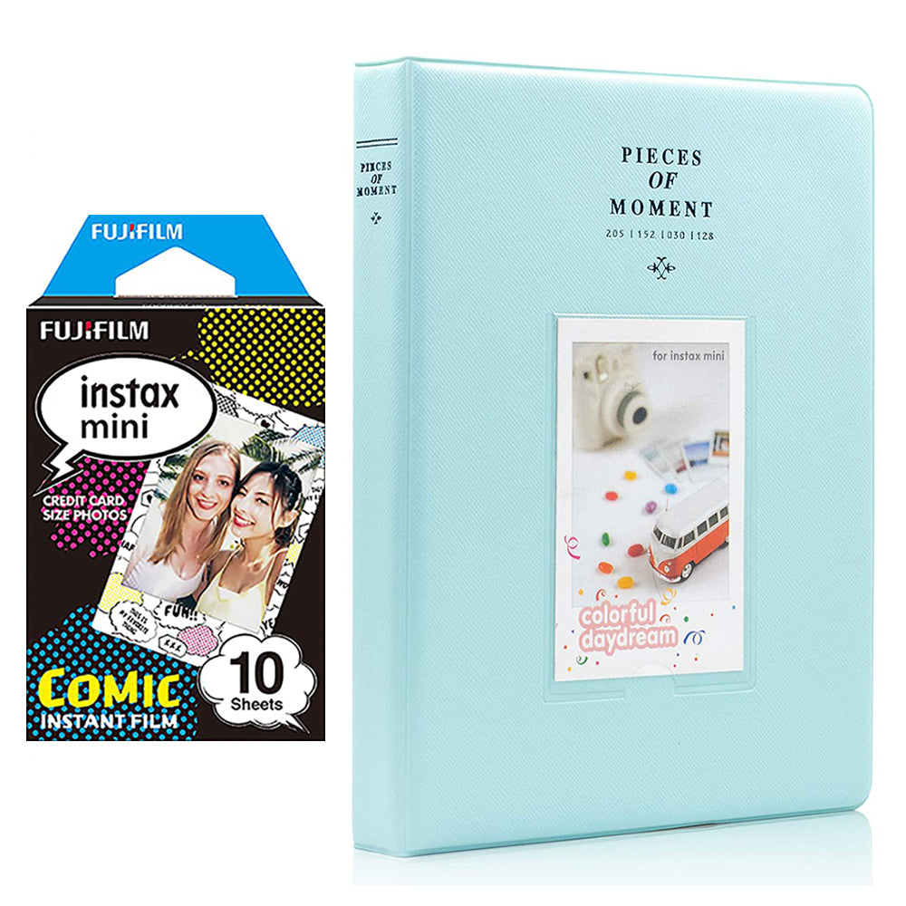 Fujifilm Instax Mini 10X1 comic Instant Film With 128-sheet Album for mini  film (ice blue)