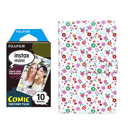 Fujifilm Instax Mini 10X1 comic Instant Film with 96-sheet Album for mini film Flower