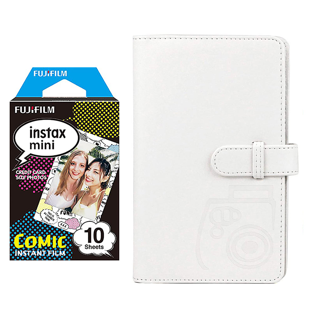 Fujifilm Instax Mini 10X1 comic Instant Film with 96-sheet Album for mini film lce white