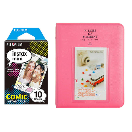 Fujifilm Instax Mini 10X1 comic Instant Film with Instax Time Photo Album 64 Sheets FLAMINGO PINK