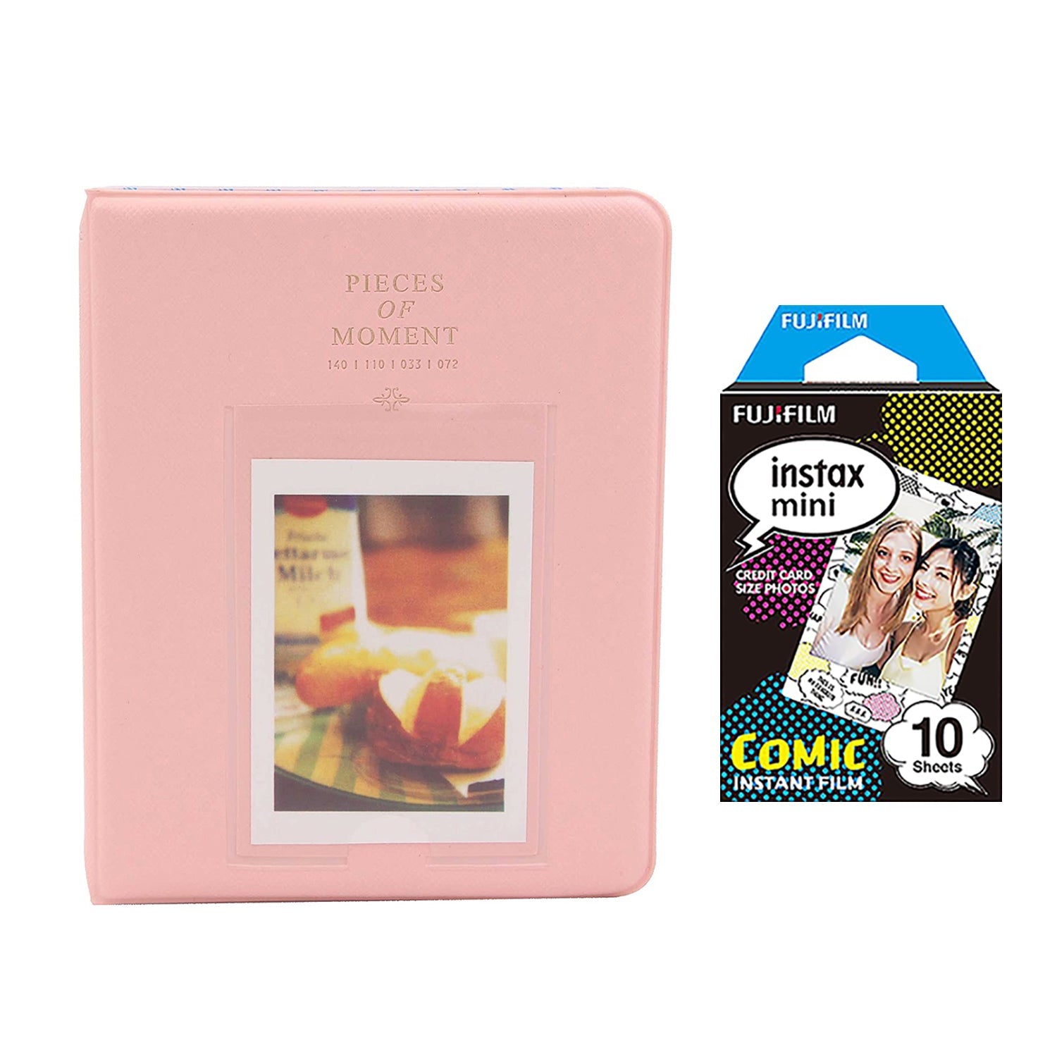 Fujifilm Instax Mini 10X1 comic Instant Film with Instax Time Photo Album 64 Sheets (Peach pink)