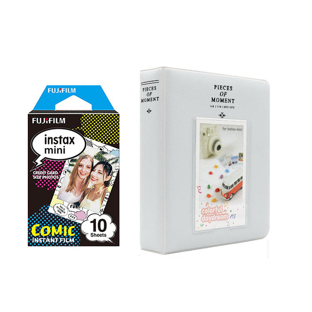 Fujifilm Instax Mini 10X1 comic Instant Film with Instax Time Photo Album 64 Sheets Pearly white