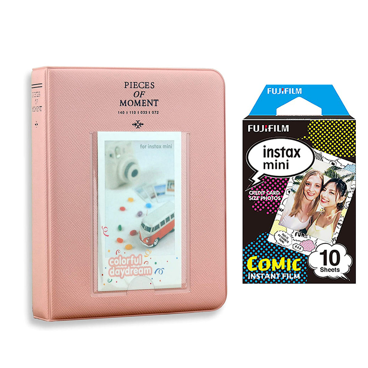Fujifilm Instax Mini 10X1 comic Instant Film with Instax Time Photo Album 64 Sheets Blush pink